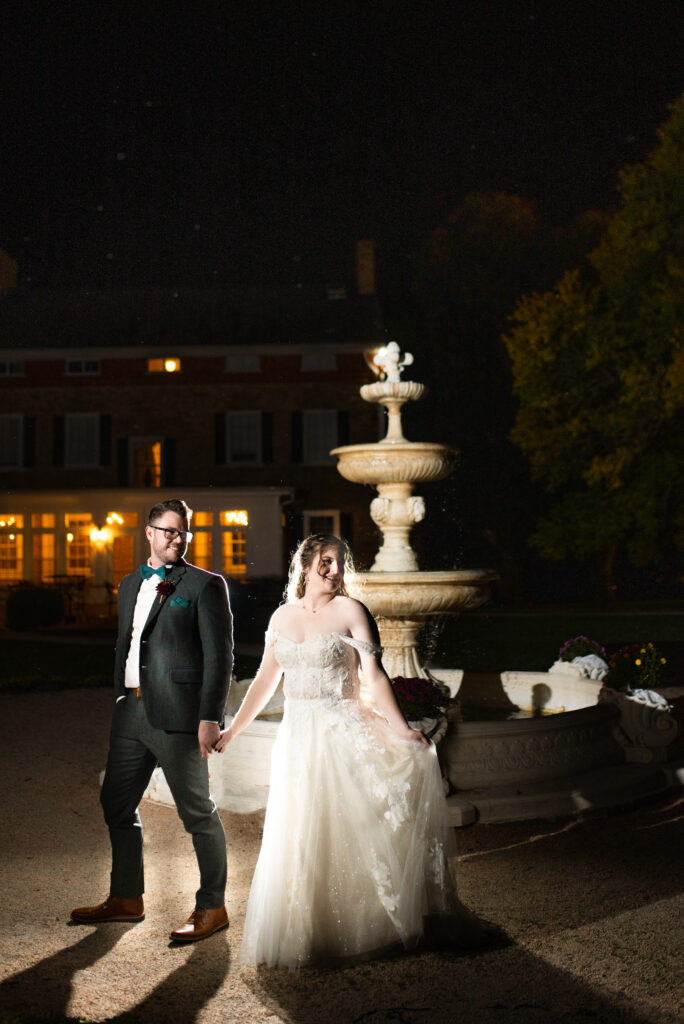 nighttime wedding photo